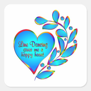 Line Dancing Happy Heart Vierkante Sticker