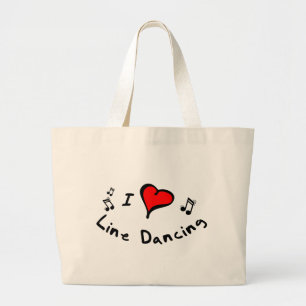 Line Dancing I Heart-Love Gift Grote Tote Bag