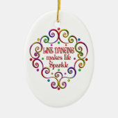 Line Dansende Sparkles Keramisch Ornament (Voorkant)