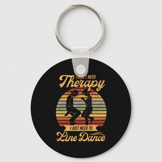 Line Dansing is mijn Therapy Retro Line Dancer Gif Sleutelhanger (Voorkant)