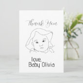 Line Drawing Baby's Face DANK U Kaart (Staand voorkant)