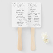 Line Drawing Foliage Ceremony Program Hand Fan Handwaaier (Voorkant en achterkant)