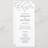Line Drawing Foliage Leaf Wedding Ceremony Program (Voorkant / Achterkant)