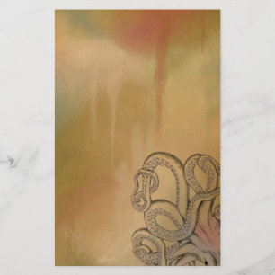 Line Drawing Octopus in Brown Briefpapier