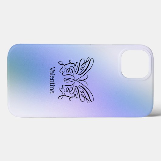 Line Drawn Blue Paars Butterly Holographic Case-Mate iPhone Case (Achterkant (horizontaal))