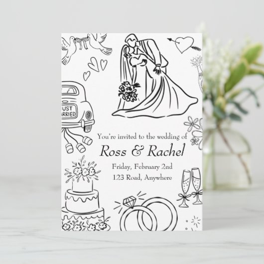 Line Drawn Wedding Invitation  (Debout devant)