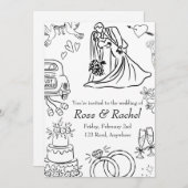 Line Drawn Wedding Invitation  (Devant / Derrière)