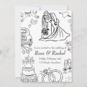 Line Drawn Wedding Invitation  Kaart (Voorkant)