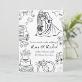 Line Drawn Wedding Invitation  Kaart (Staand voorkant)