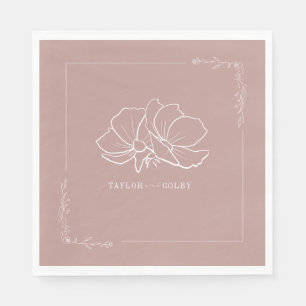 Line Floral Pink Earth Tone Wedding Servet