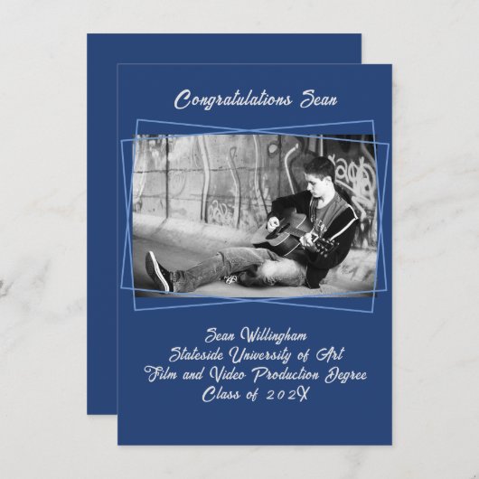 Line Frame Son's Photo Graduation Faire-part (Devant / Derrière)