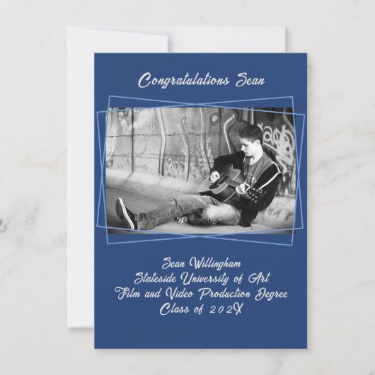 Line Frame Son's Photo Graduation Faire-part (Devant)