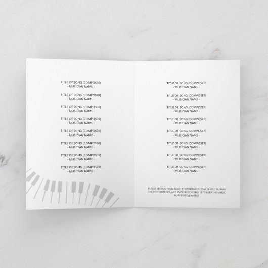 Line Grand Piano Music Overweging Programma Uitnod (Binnen)