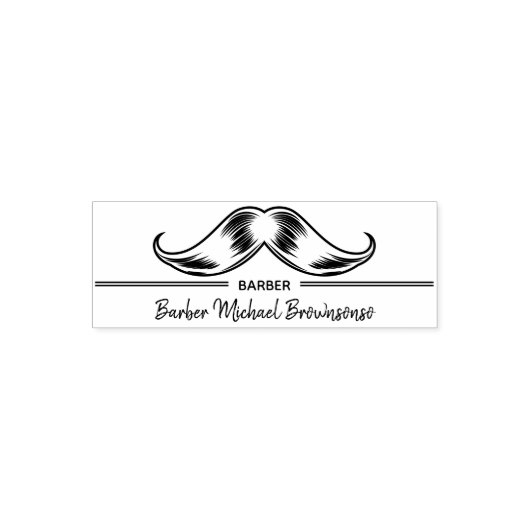 Line Logo Mustache Simple Barbershop Zelfinktende Stempel (Design)