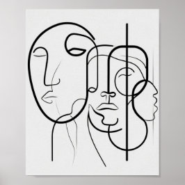 Line Minimalist Face Drawing Poster