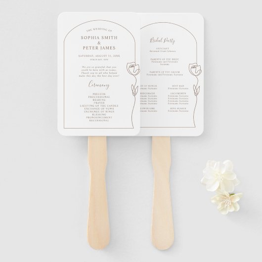 Line Roos Ceremony Program Hand Fan Handwaaier (Voorkant en achterkant)