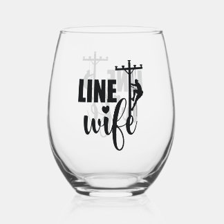 Line Wife Electric Worker Lineman Wijnglas Zonder Voet
