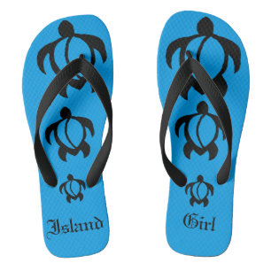 LineA "Island Girl" Black Honu Teenslippers