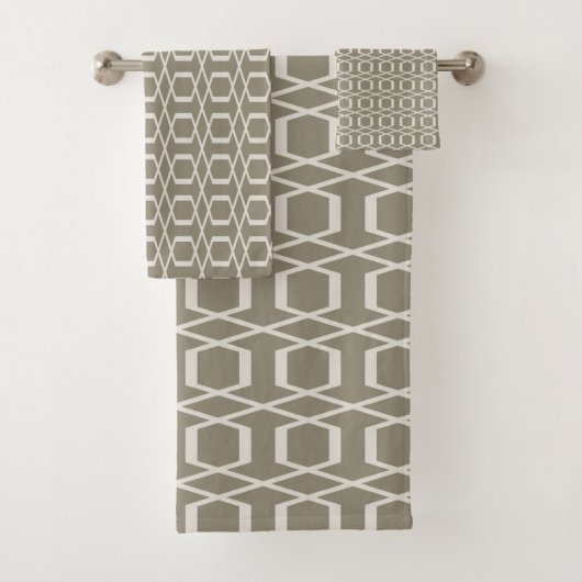 lineair patroon van lineaire geometrie in Taupe Bad Handdoek (Insitu)