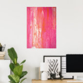 Lineaire kleur Roze en Oranje Abstracte kunst Poster (Thuiskantoor)
