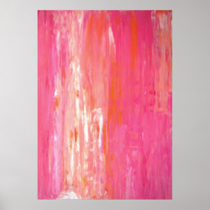 Lineaire kleur Roze en Oranje Abstracte kunst Poster