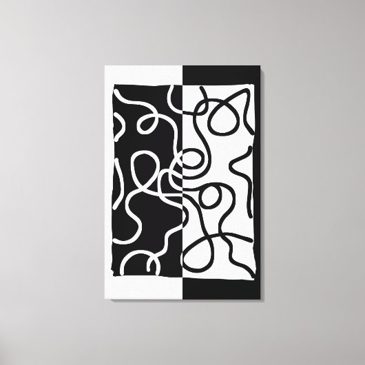 Lineaire Persuasion I: Abstract Zwart & Wit Canvas Afdruk (Voorkant)