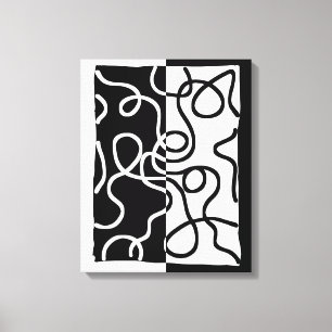 Lineaire Persuasion I: Abstract Zwart & Wit Canvas Afdruk
