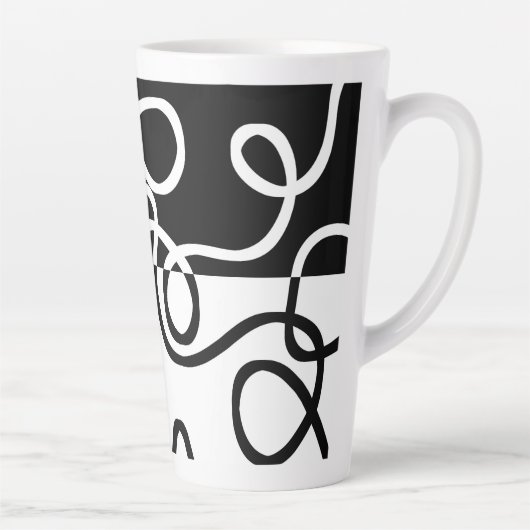 Lineaire Persuasion I: Abstract Zwart & Wit Latte Mok (Rechts)