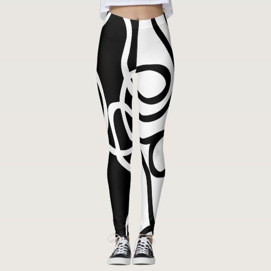 Lineaire Persuasion I: Abstract Zwart & Wit Leggings (Voorkant)