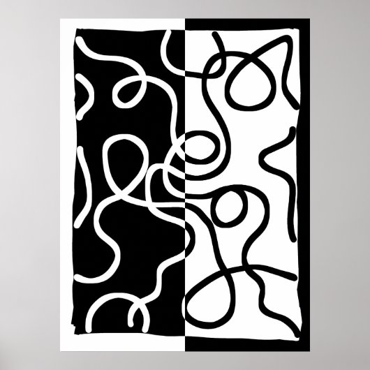 Lineaire Persuasion I: Abstract Zwart & Wit Poster (Voorkant)