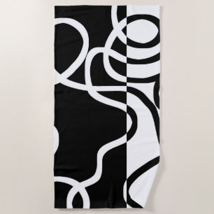 Lineaire Persuasion I: Abstract Zwart & Wit Strandlaken