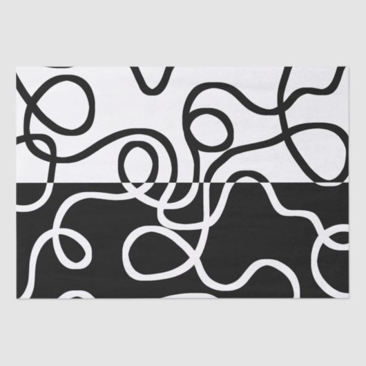 Lineaire Persuasion I: Abstract Zwart & Wit Tissuepapier (Voorkant)