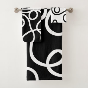 Lineaire Persuasion II: Abstract Zwart & Wit Bad Handdoek