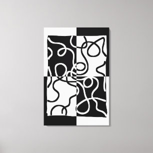 Lineaire Persuasion II: Abstract Zwart & Wit Canvas Afdruk
