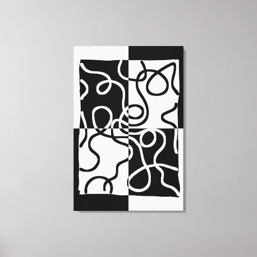 Lineaire Persuasion II: Abstract Zwart & Wit Canvas Afdruk (Voorkant)