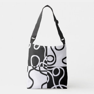 Lineaire Persuasion II: Abstract Zwart & Wit Crossbody Tas