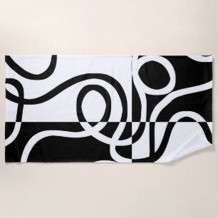 Lineaire Persuasion II: Abstract Zwart & Wit Strandlaken
