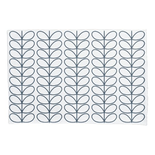 Lineaire Stem Whale Blauw en Wit, Retro stijl Kussensloop (Voorkant-Links)