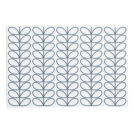 Lineaire Stem Whale Blauw en Wit, Retro stijl Kussensloop (Voorkant-Rechts)