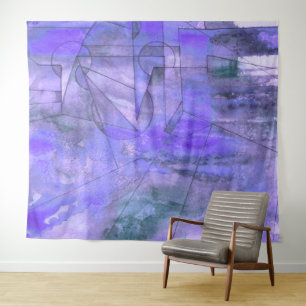 Lineaire waas Waterverf en inkt Abstract Wandkleed