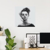 Lineal Art Tekening Vrouw Lichaam Poster (Thuiskantoor)