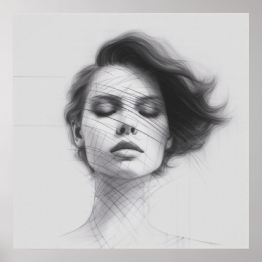 Lineal Art Tekening Vrouw Lichaam Poster (Voorkant)