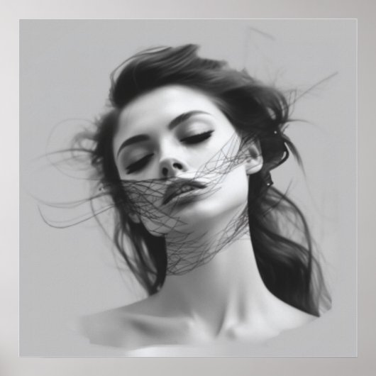 Lineal Art Tekening Vrouw Lichaam Poster (Voorkant)