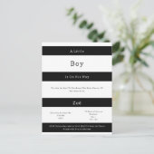 Linear Chic Black And White Stripes Baby Invite Br Briefkaart (Staand voorkant)