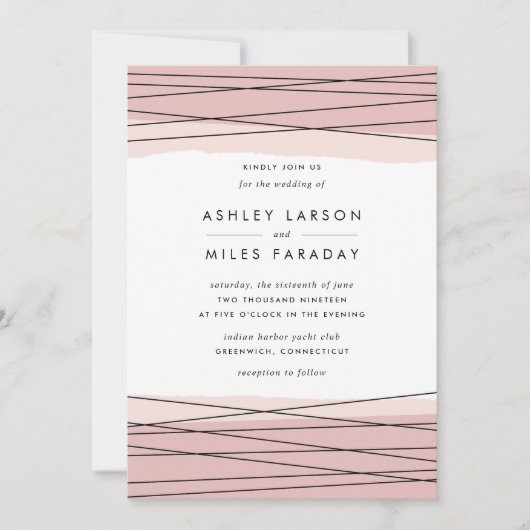 Lineation Blush bruiloft uitnodiging (Voorkant)