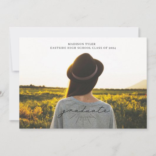 Linecard zwart Script Afstuderen horizontale foto Aankondiging (Voorkant)