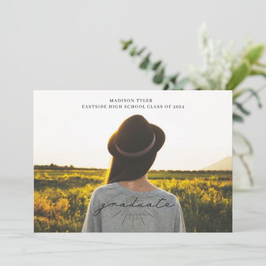 Linecard zwart Script Afstuderen horizontale foto Aankondiging (Staand voorkant)