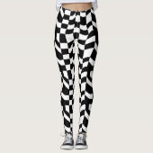 Lined Patterned Abstract Zwart-wit Leggings (Voorkant)