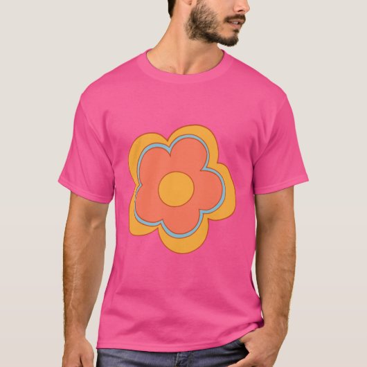 Lined Psychedelic Groovy Cosmos Flower T-shirt (Voorkant)