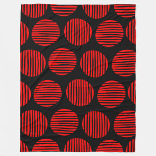 Lined Spots 190917 - Red on Black Fleece Deken